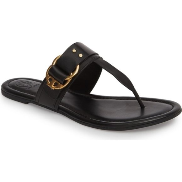 Tory Burch Shoes - TORY BURCH Marsden Leather Sandals Black